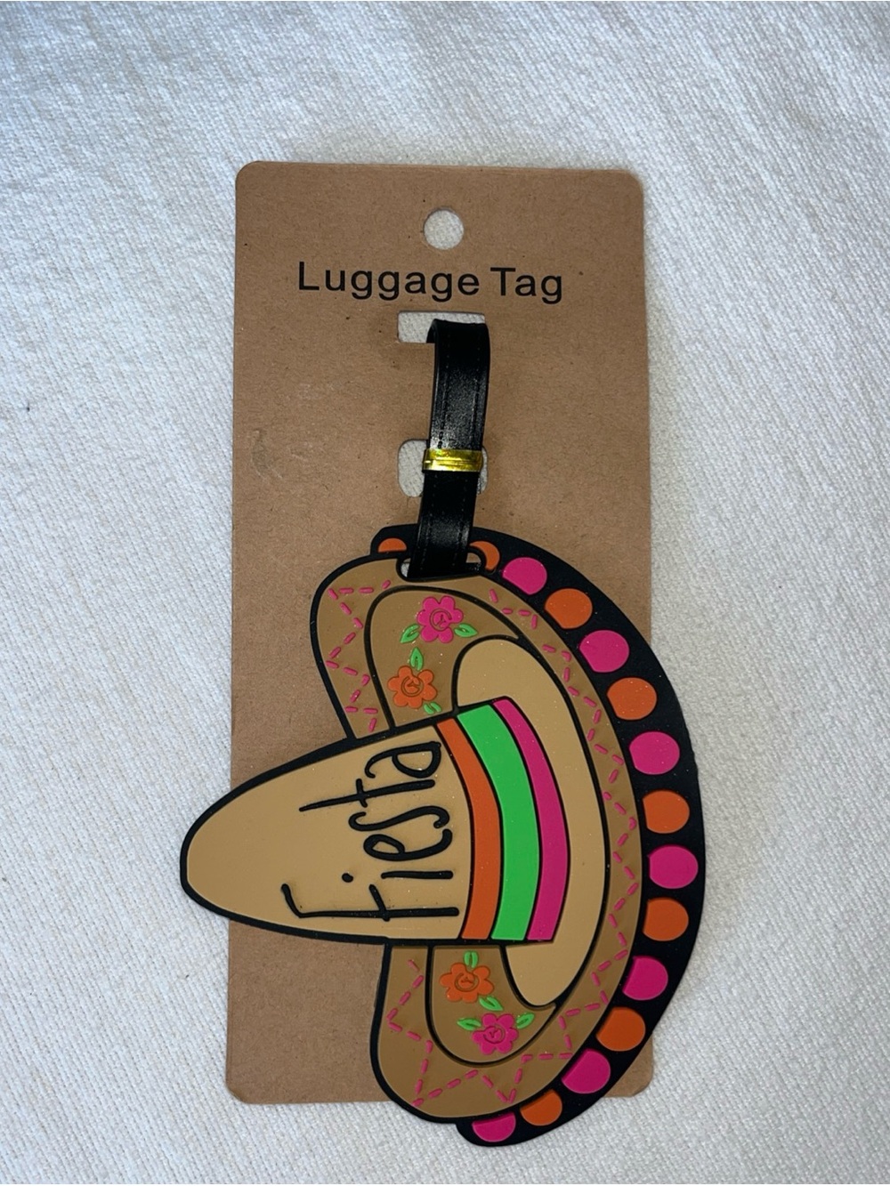 Lucky Brand Black Luggage Tag with Gold Charm